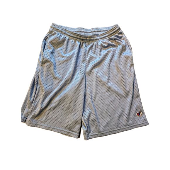 Champion Light Blue Mesh Athletic Shorts Elastic Waistband Logo Unisex Small - Picture 1 of 12
